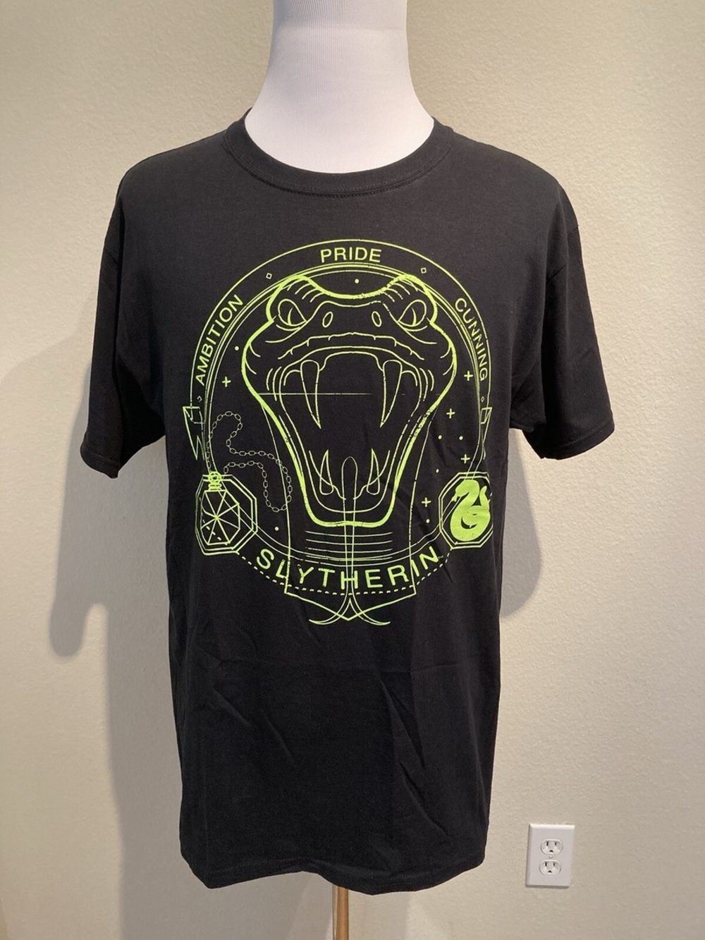 Warner Bros. Slytherin Neon Green on Black Graphic Tee